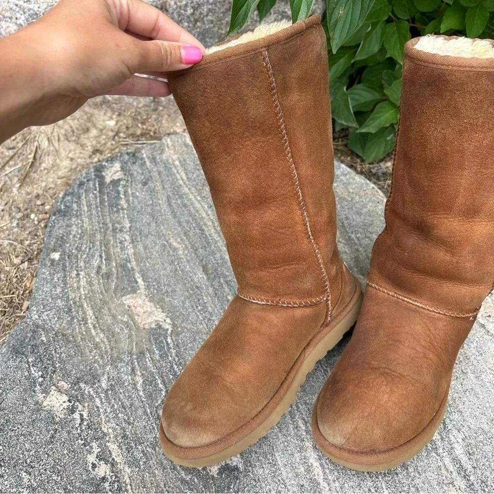 Ugg Australia Original Hickory Brown Boots Suede Shearling Winter Y2K Womens 6